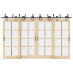 Kit di Binari per Porte Scorrevoli 366 cm Acciaio Nero