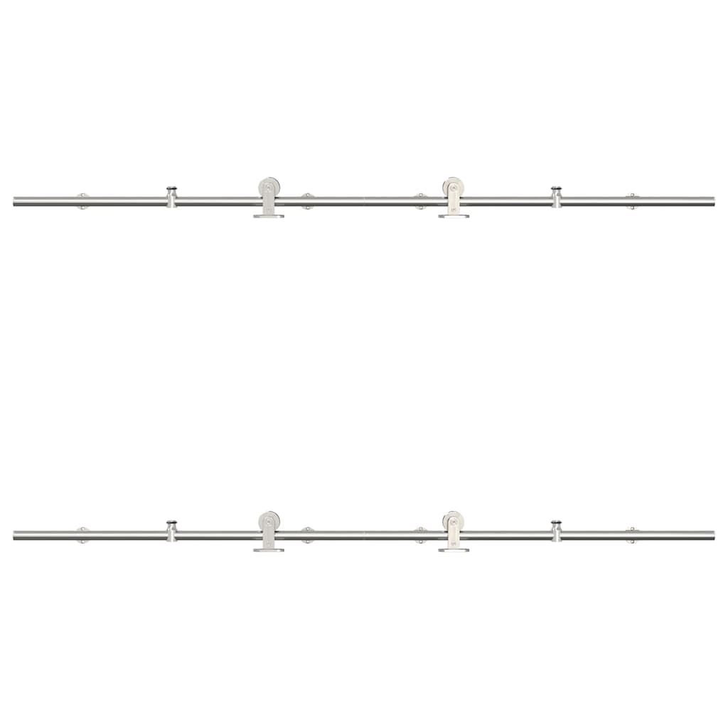 Kit Binari Porta Scorrevole 183 cm Acciaio Inossidabile Argento