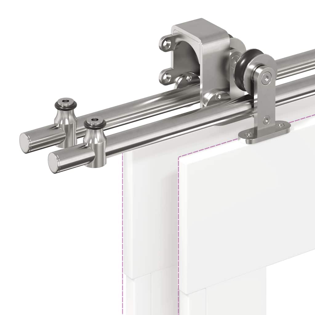 Kit Binari Porta Scorrevole 183 cm Acciaio Inossidabile Argento