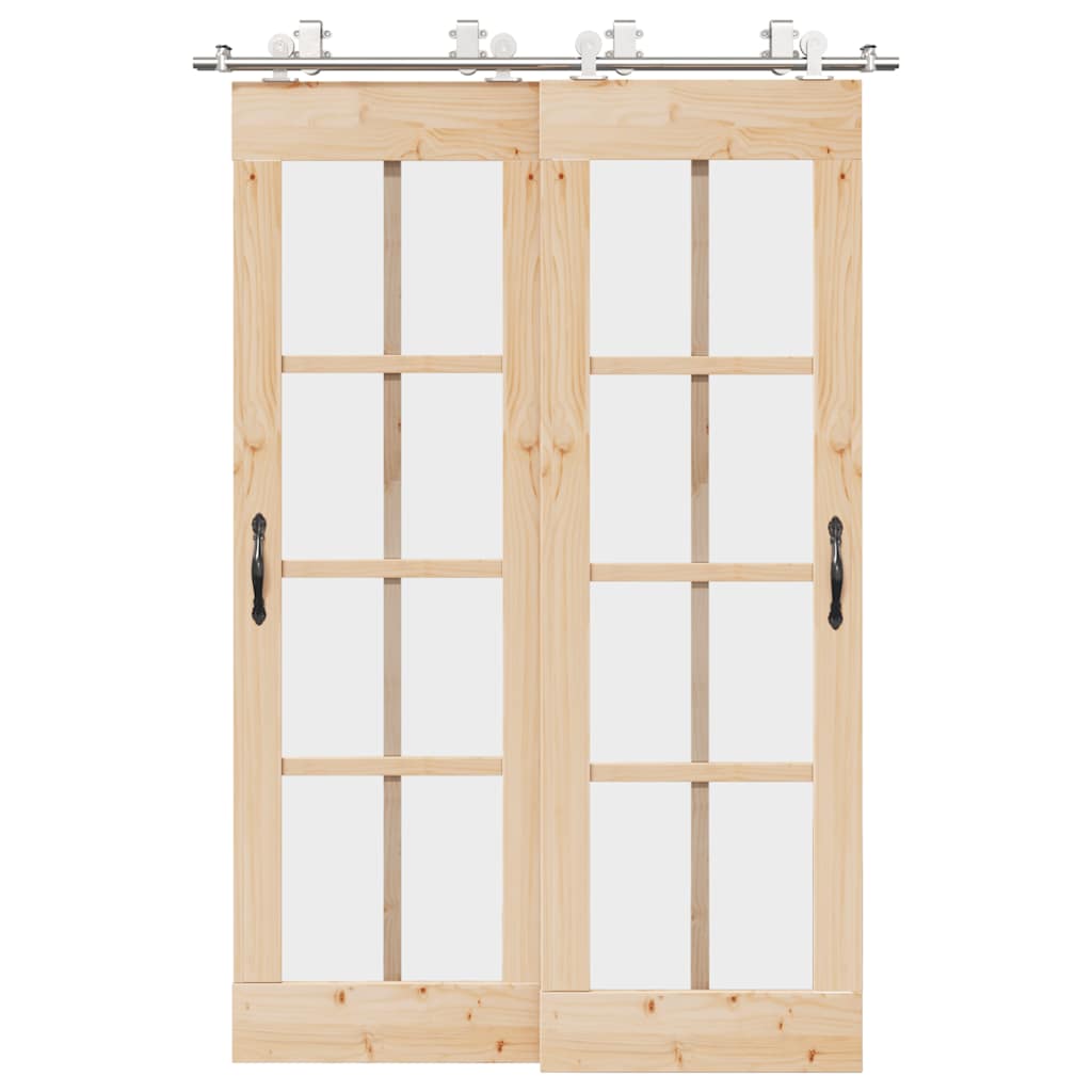 Kit Binari Porta Scorrevole 183 cm Acciaio Inossidabile Argento