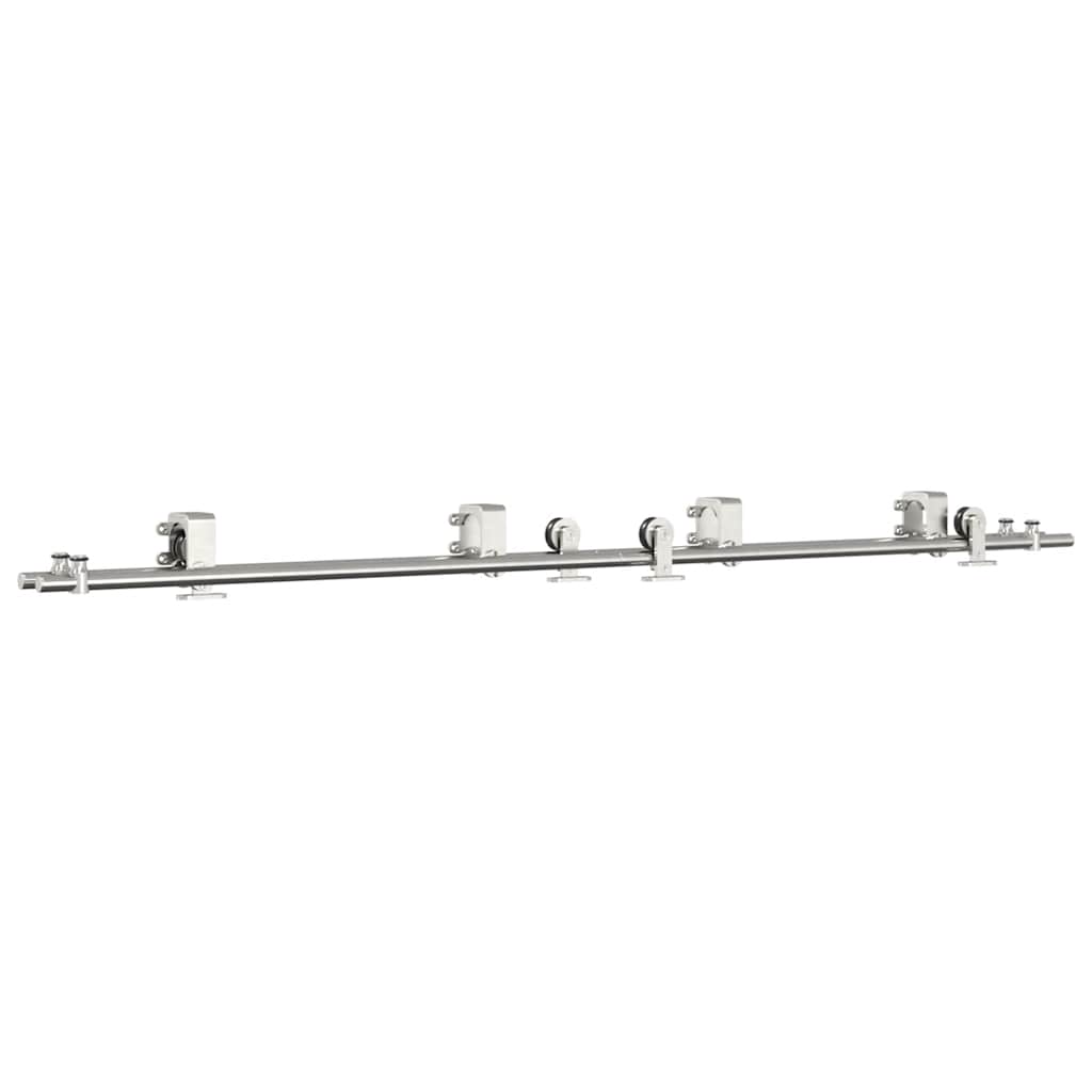 Kit Binari Porta Scorrevole 200 cm Acciaio Inossidabile Argento