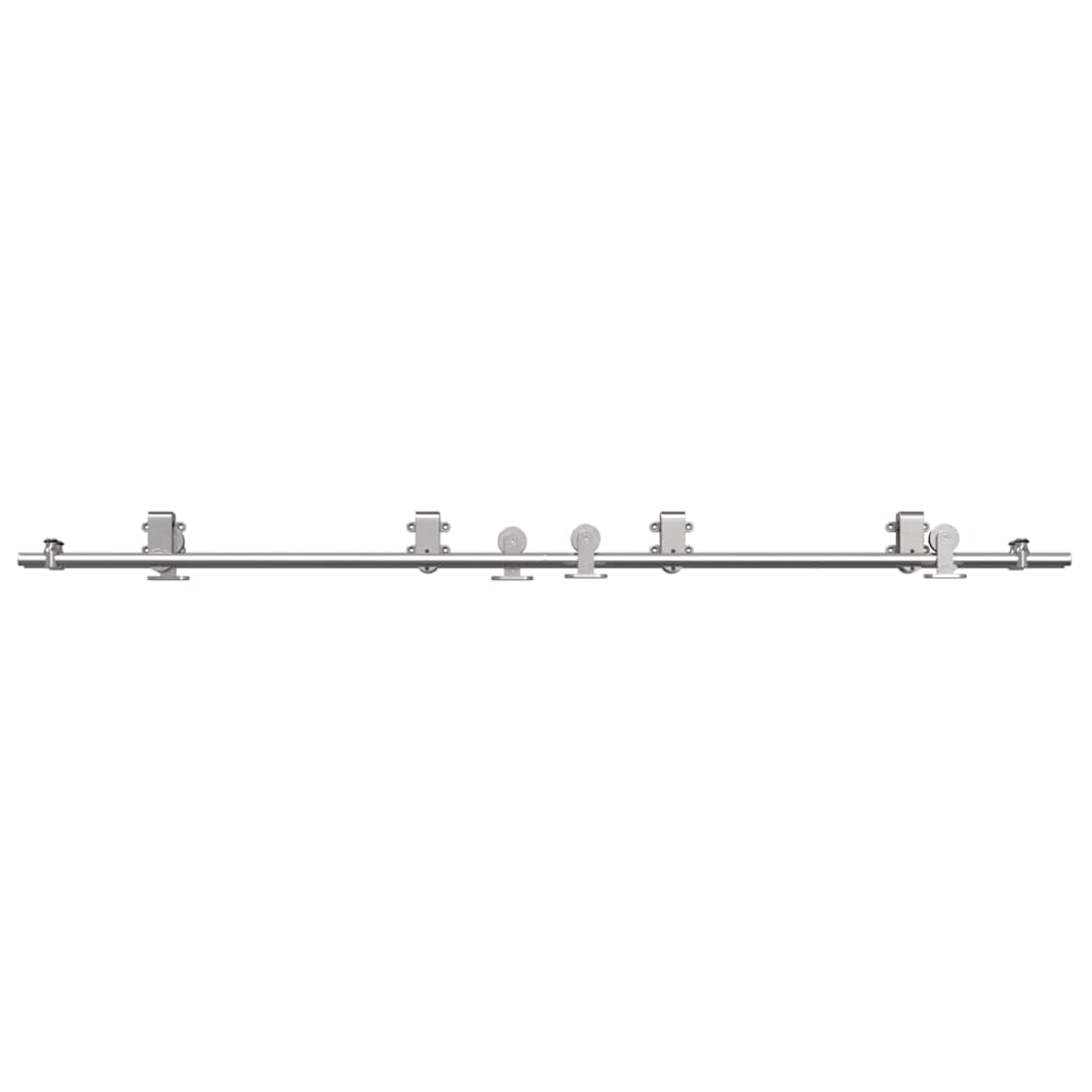 Kit Binari Porta Scorrevole 200 cm Acciaio Inossidabile Argento