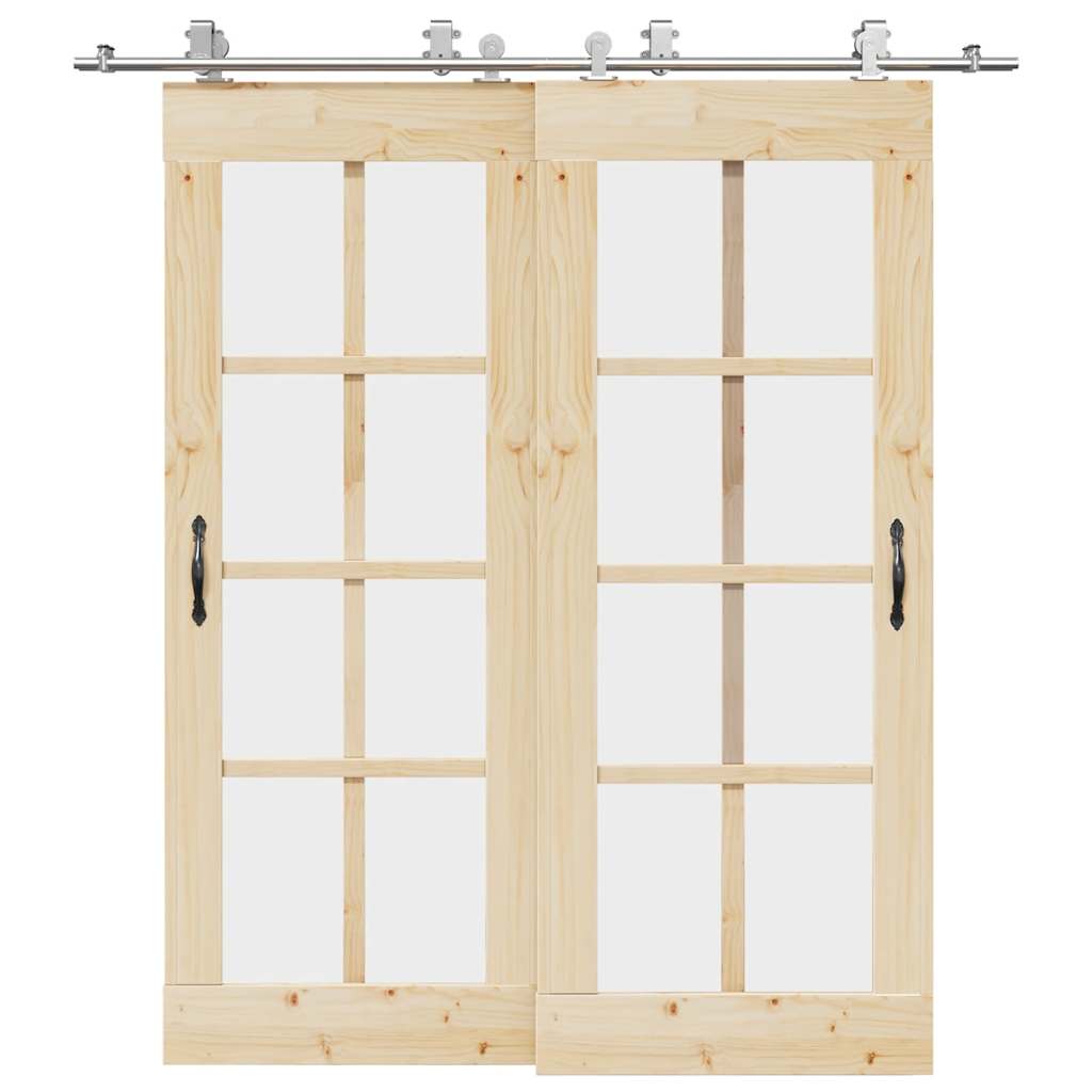 Kit Binari Porta Scorrevole 200 cm Acciaio Inossidabile Argento