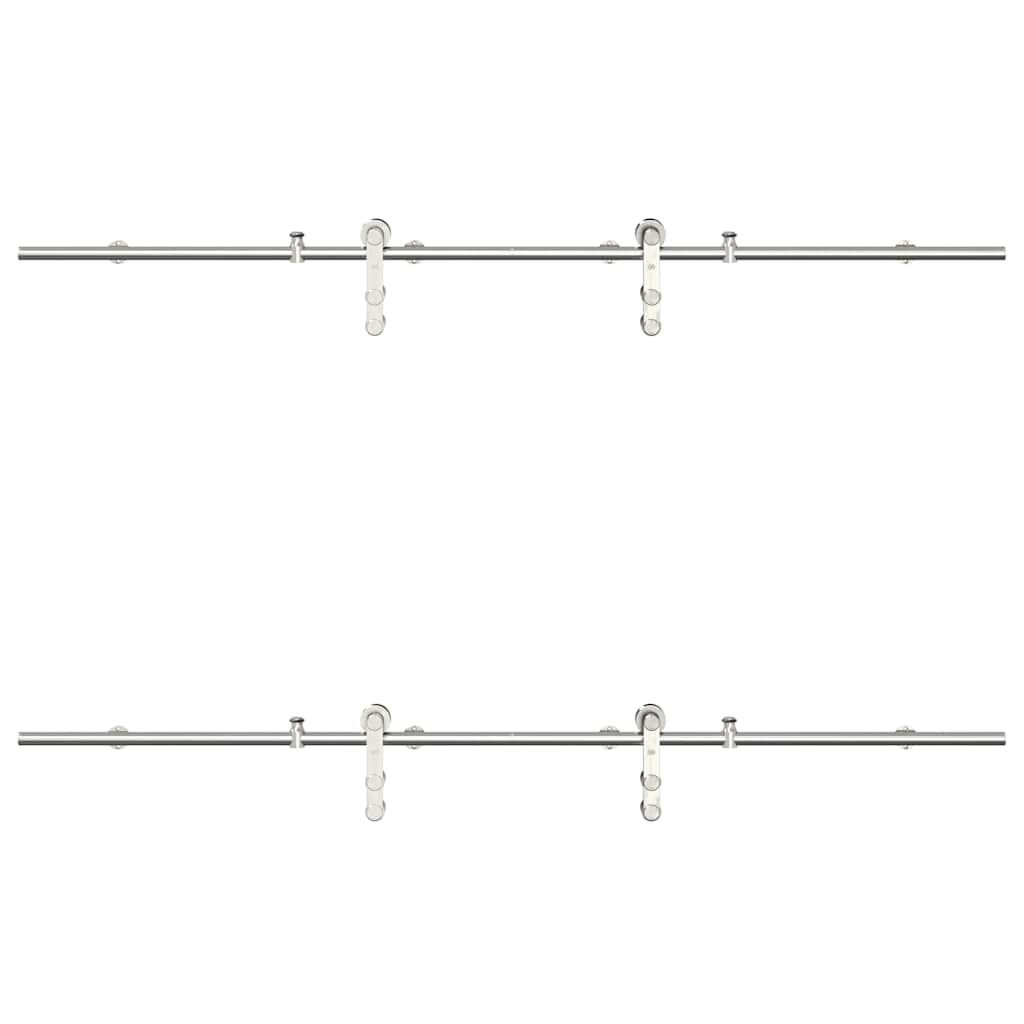 Kit Binari Porta Scorrevole 183 cm Acciaio Inossidabile Argento