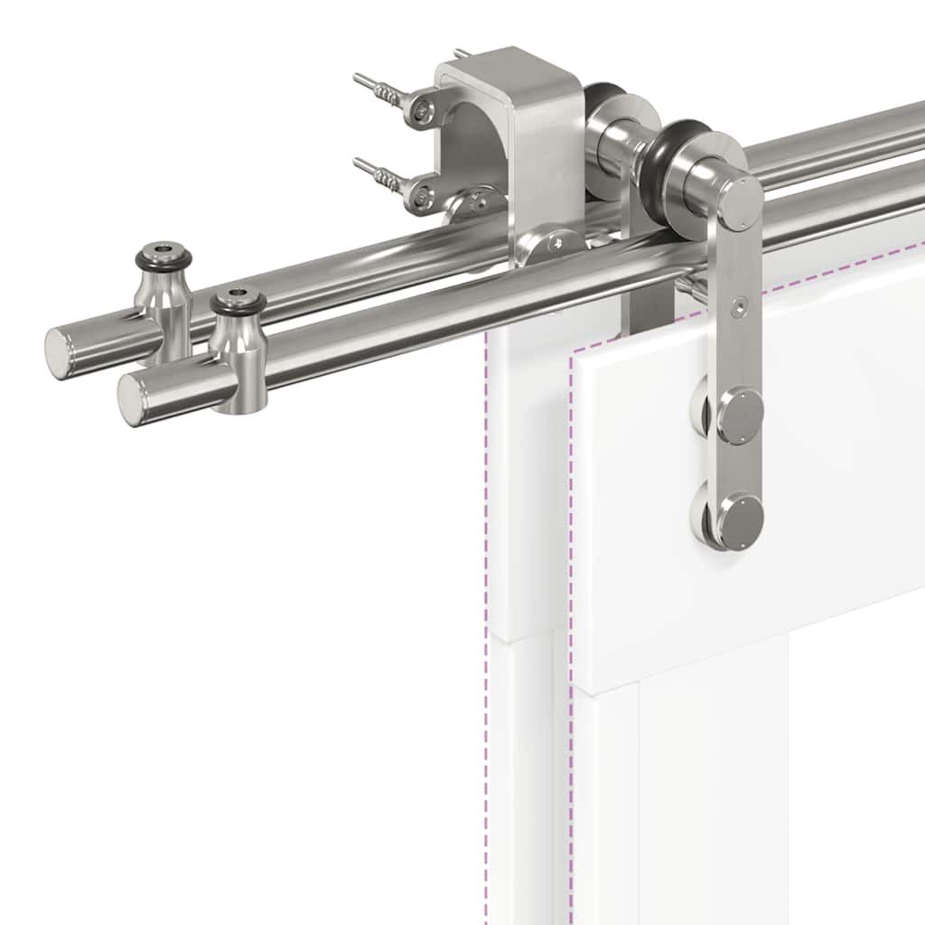 Kit Binari Porta Scorrevole 183 cm Acciaio Inossidabile Argento
