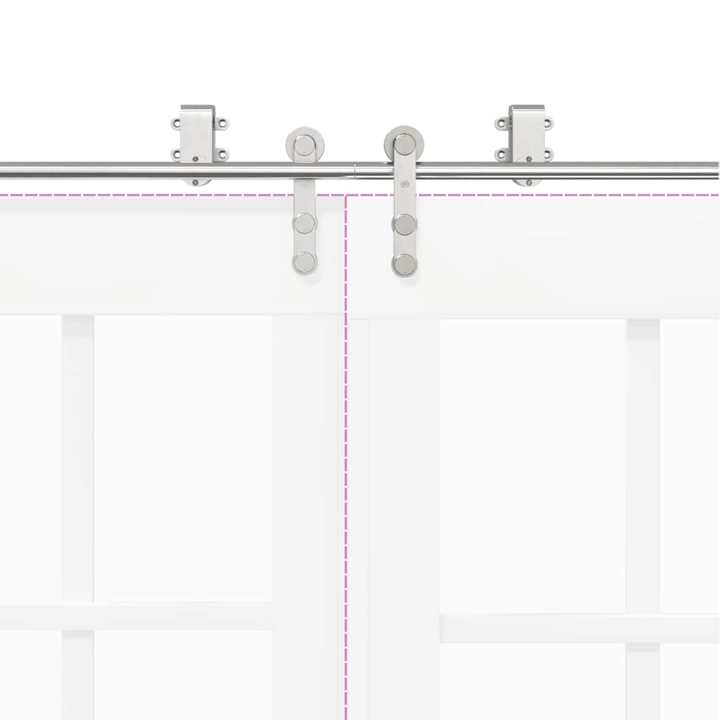 Kit Binari Porta Scorrevole 200 cm Acciaio Inossidabile Argento