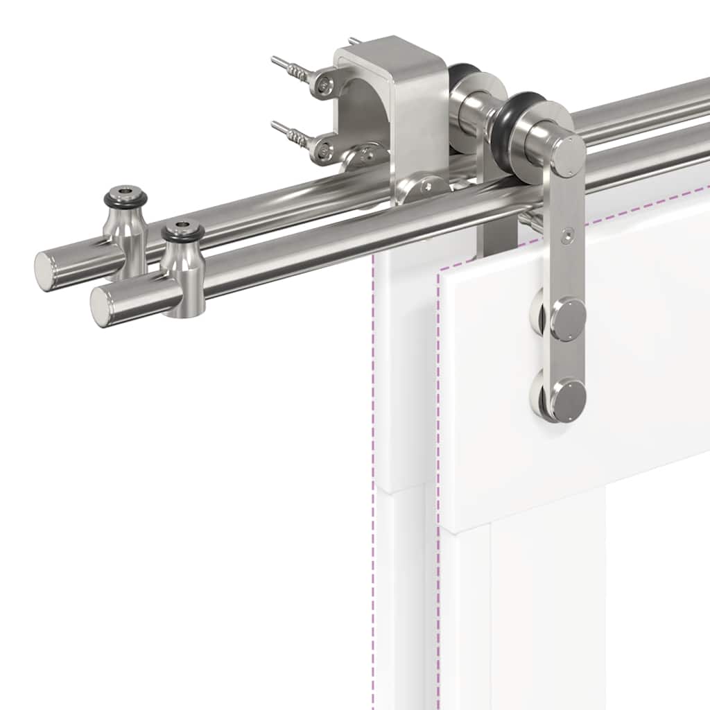 Kit Binari Porta Scorrevole 200 cm Acciaio Inossidabile Argento