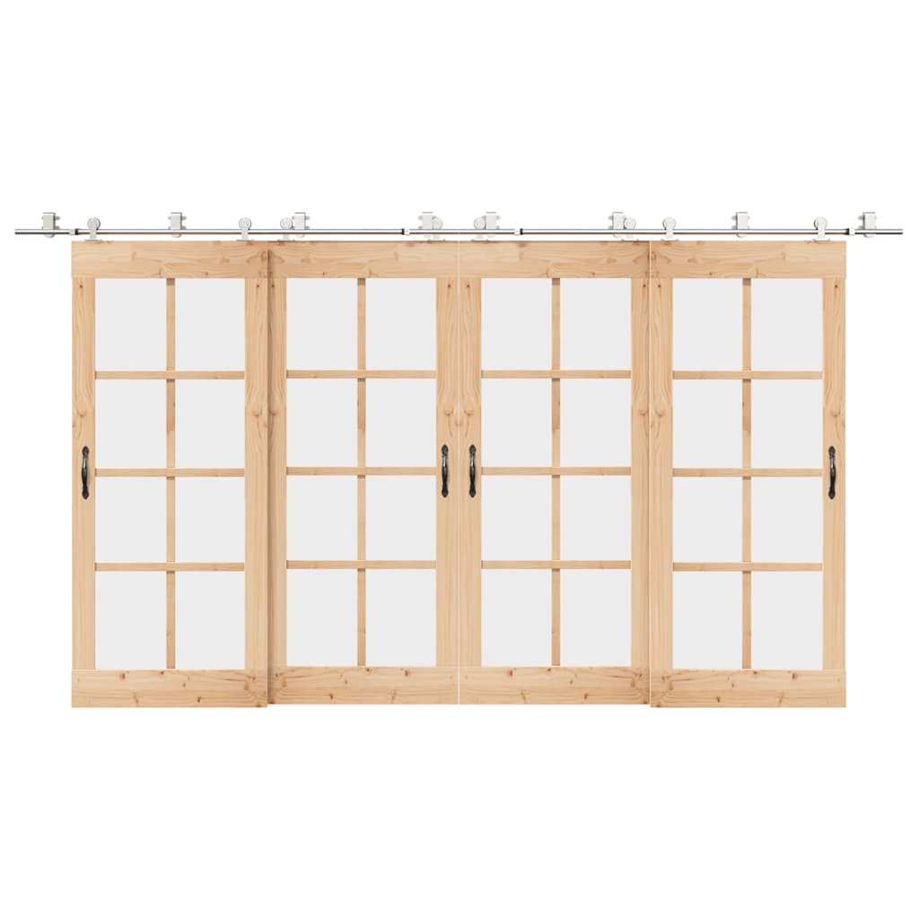 Kit Binari Porta Scorrevole 200 cm Acciaio Inossidabile Argento