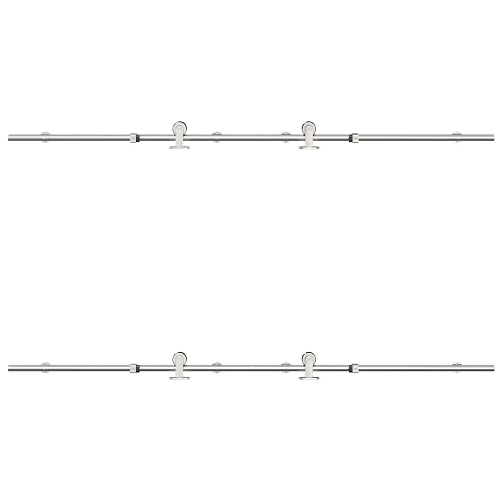 Kit Binari Porta Scorrevole 183 cm Acciaio Inossidabile Argento