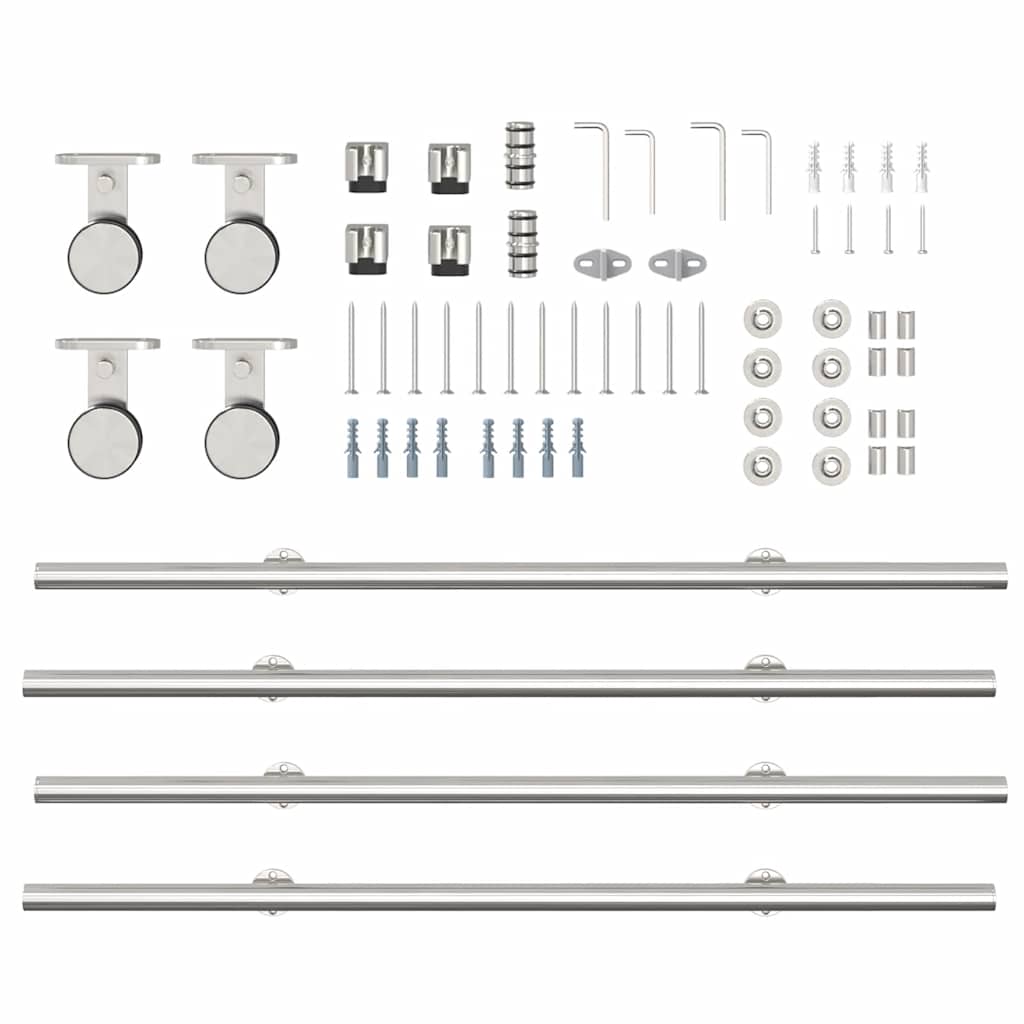Kit Binari Porta Scorrevole 183 cm Acciaio Inossidabile Argento