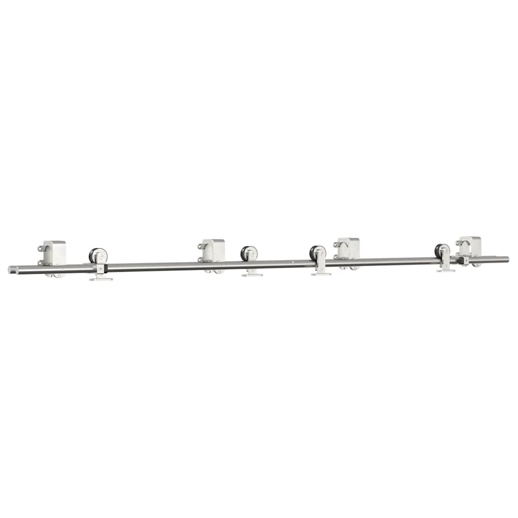 Kit Binari Porta Scorrevole 200 cm Acciaio Inossidabile Argento