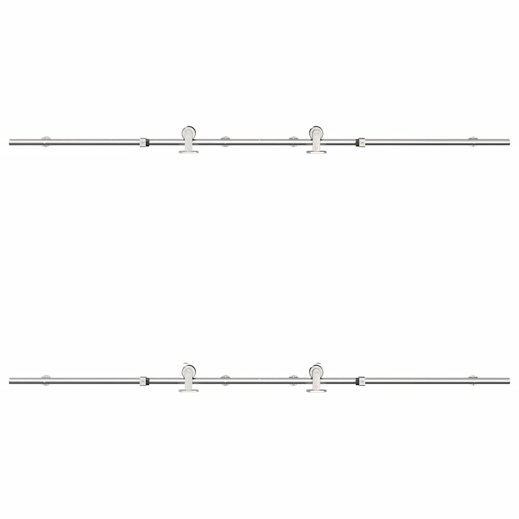 Kit Binari Porta Scorrevole 200 cm Acciaio Inossidabile Argento