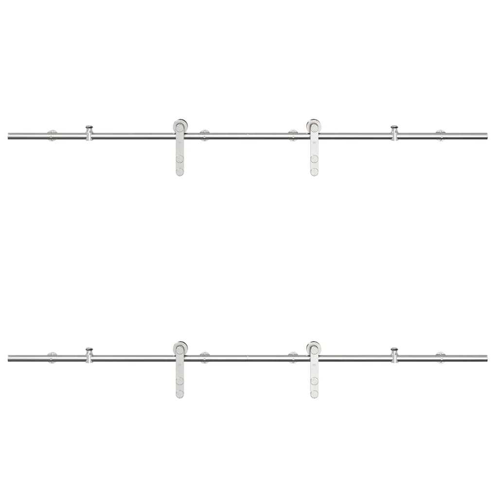 Kit Binari Porta Scorrevole 183 cm Acciaio Inossidabile Argento