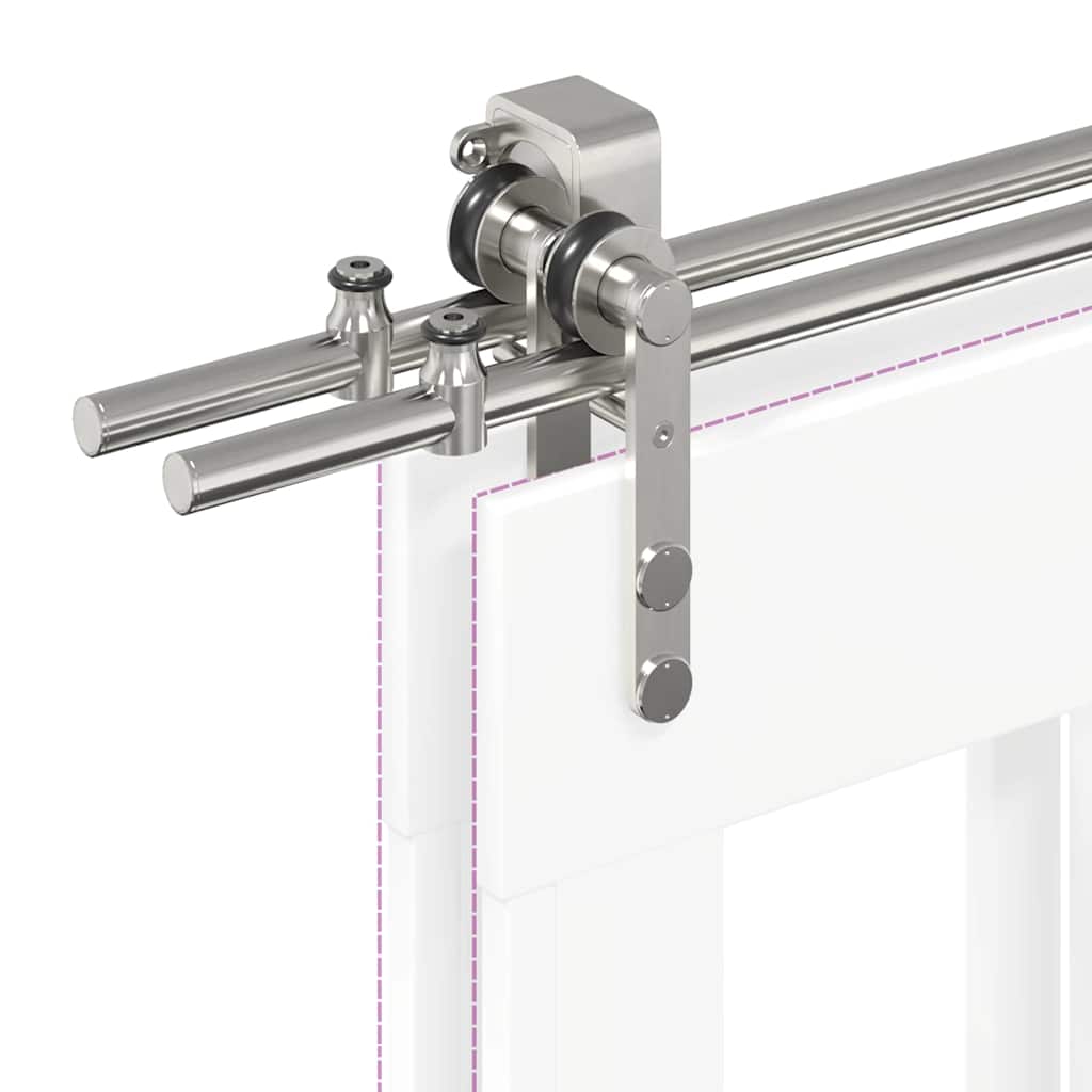Kit Binari Porta Scorrevole 183 cm Acciaio Inossidabile Argento