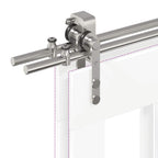 Kit Binari Porta Scorrevole 200 cm Acciaio Inossidabile Argento