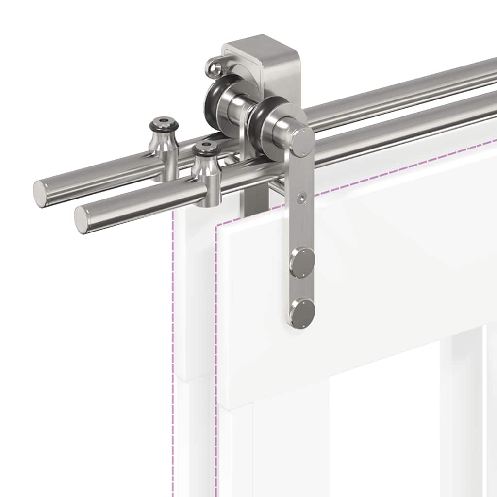 Kit Binari Porta Scorrevole 200 cm Acciaio Inossidabile Argento