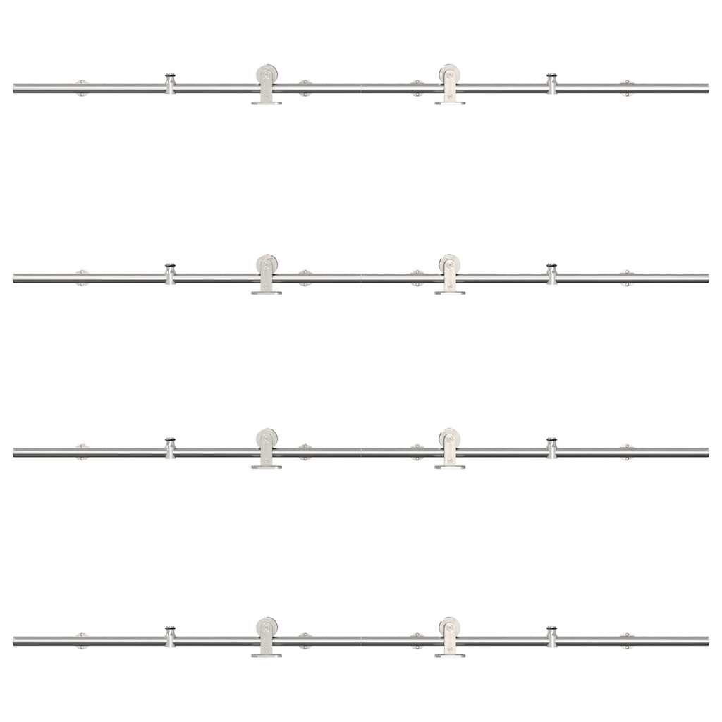 Kit Binari Porta Scorrevole 400 cm Acciaio Inossidabile Argento