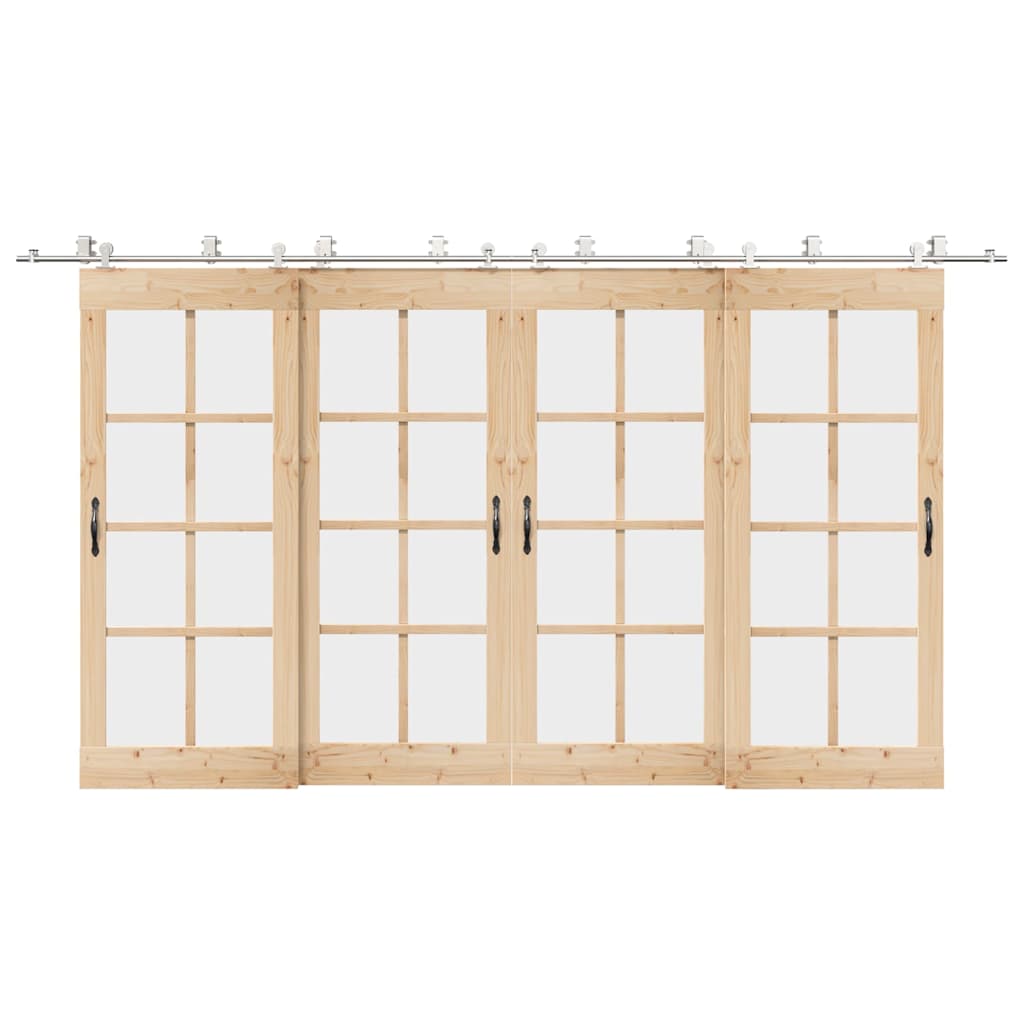 Kit Binari Porta Scorrevole 400 cm Acciaio Inossidabile Argento