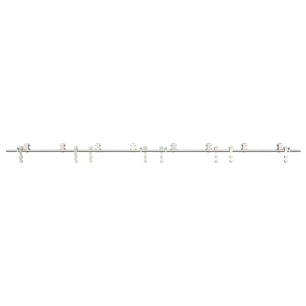 Kit Binari Porta Scorrevole 366 cm Acciaio Inossidabile Argento