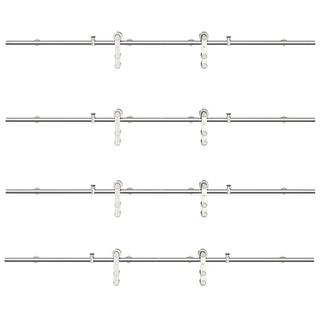 Kit Binari Porta Scorrevole 366 cm Acciaio Inossidabile Argento