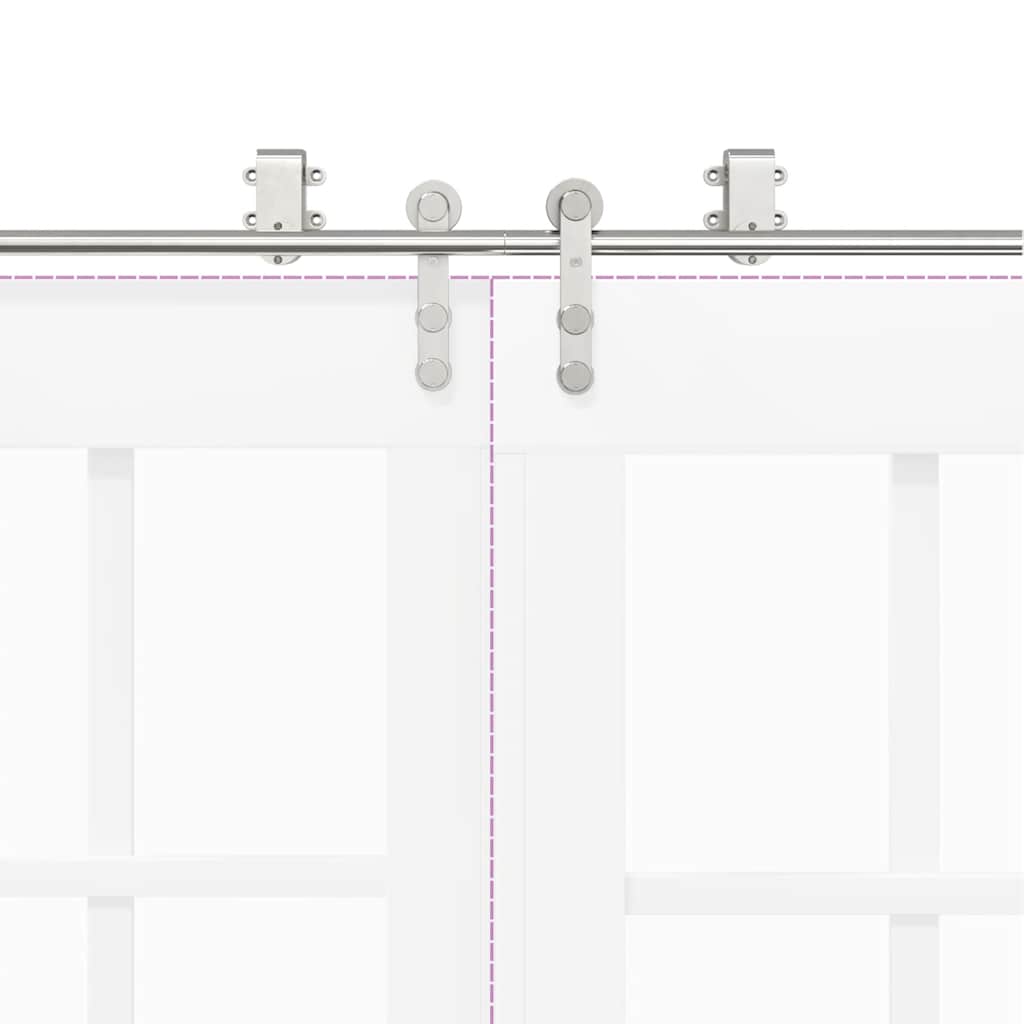 Kit Binari Porta Scorrevole 366 cm Acciaio Inossidabile Argento