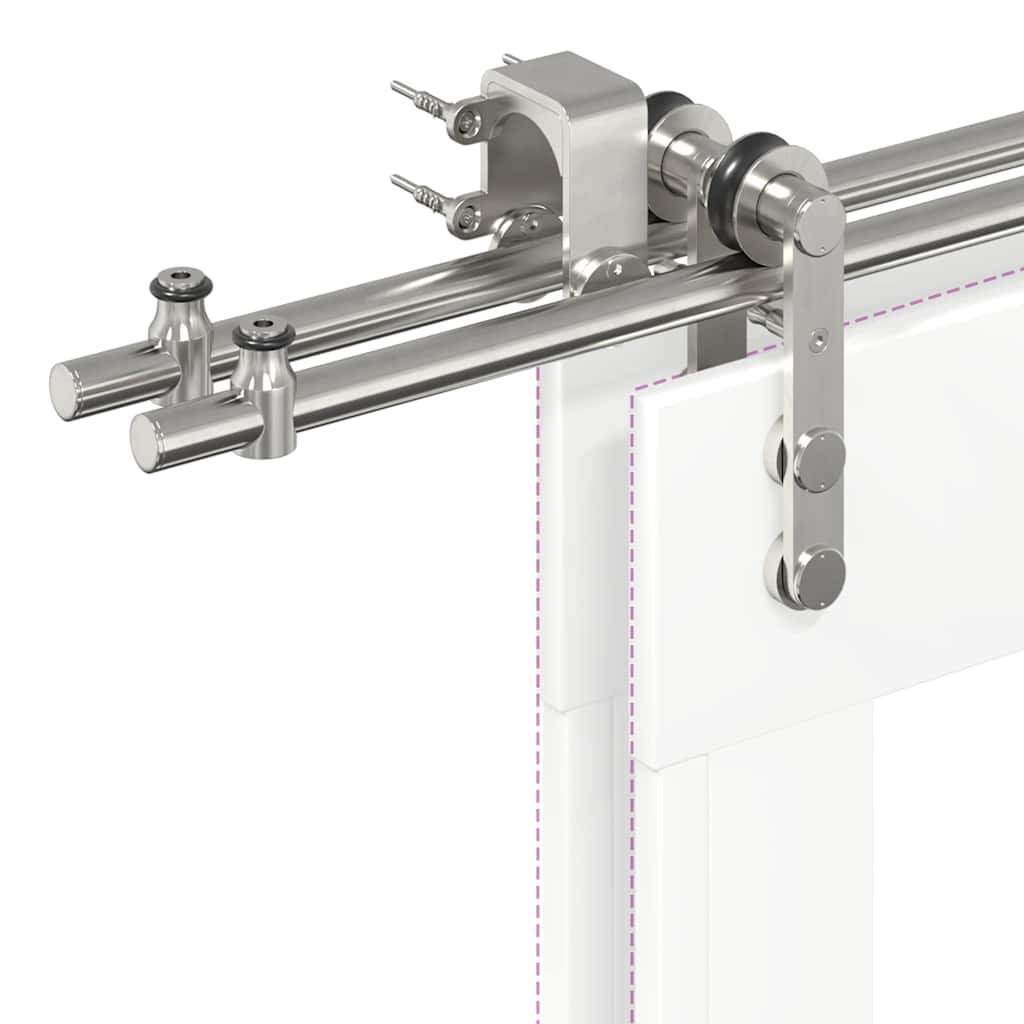 Kit Binari Porta Scorrevole 366 cm Acciaio Inossidabile Argento