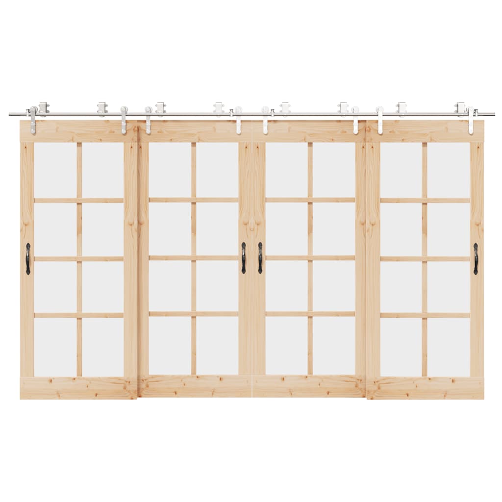 Kit Binari Porta Scorrevole 366 cm Acciaio Inossidabile Argento