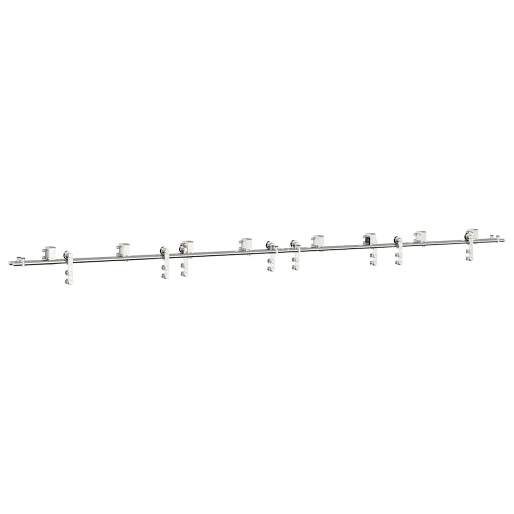 Kit Binari Porta Scorrevole 400 cm Acciaio Inossidabile Argento