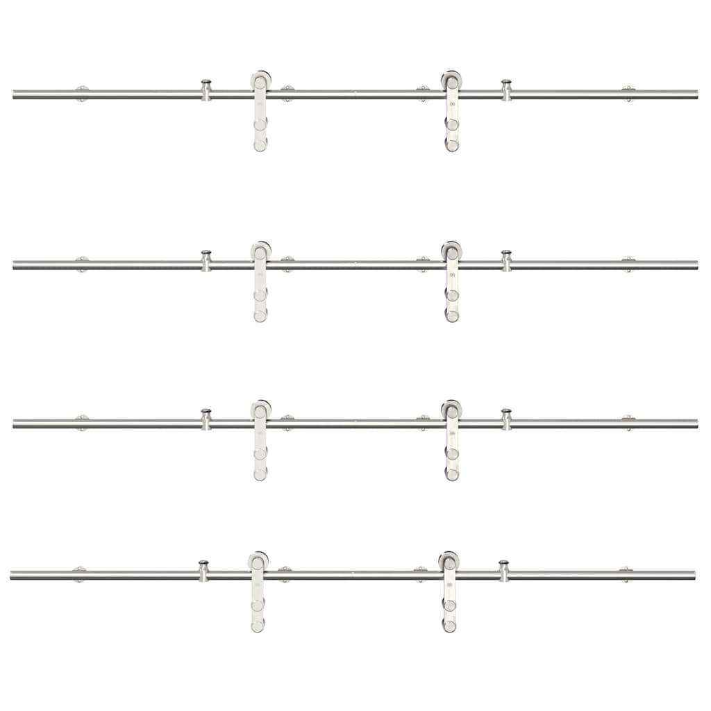 Kit Binari Porta Scorrevole 400 cm Acciaio Inossidabile Argento