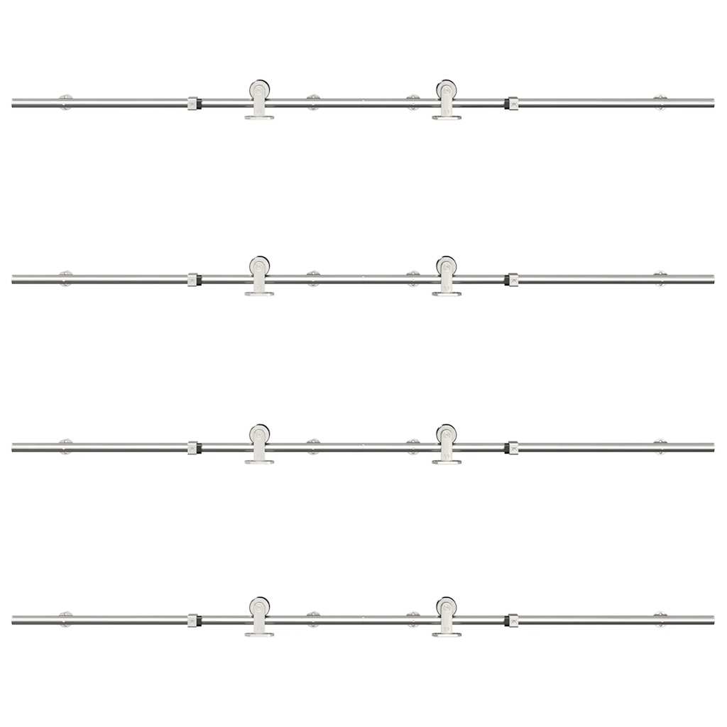 Kit Binari Porta Scorrevole 366 cm Acciaio Inossidabile Argento