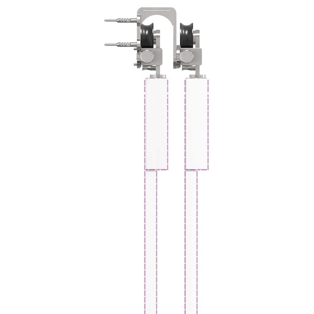 Kit Binari Porta Scorrevole 366 cm Acciaio Inossidabile Argento