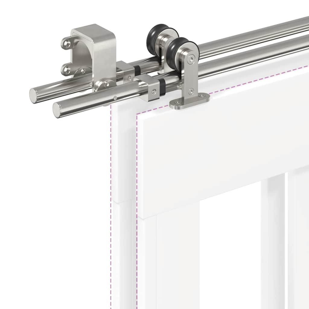 Kit Binari Porta Scorrevole 366 cm Acciaio Inossidabile Argento