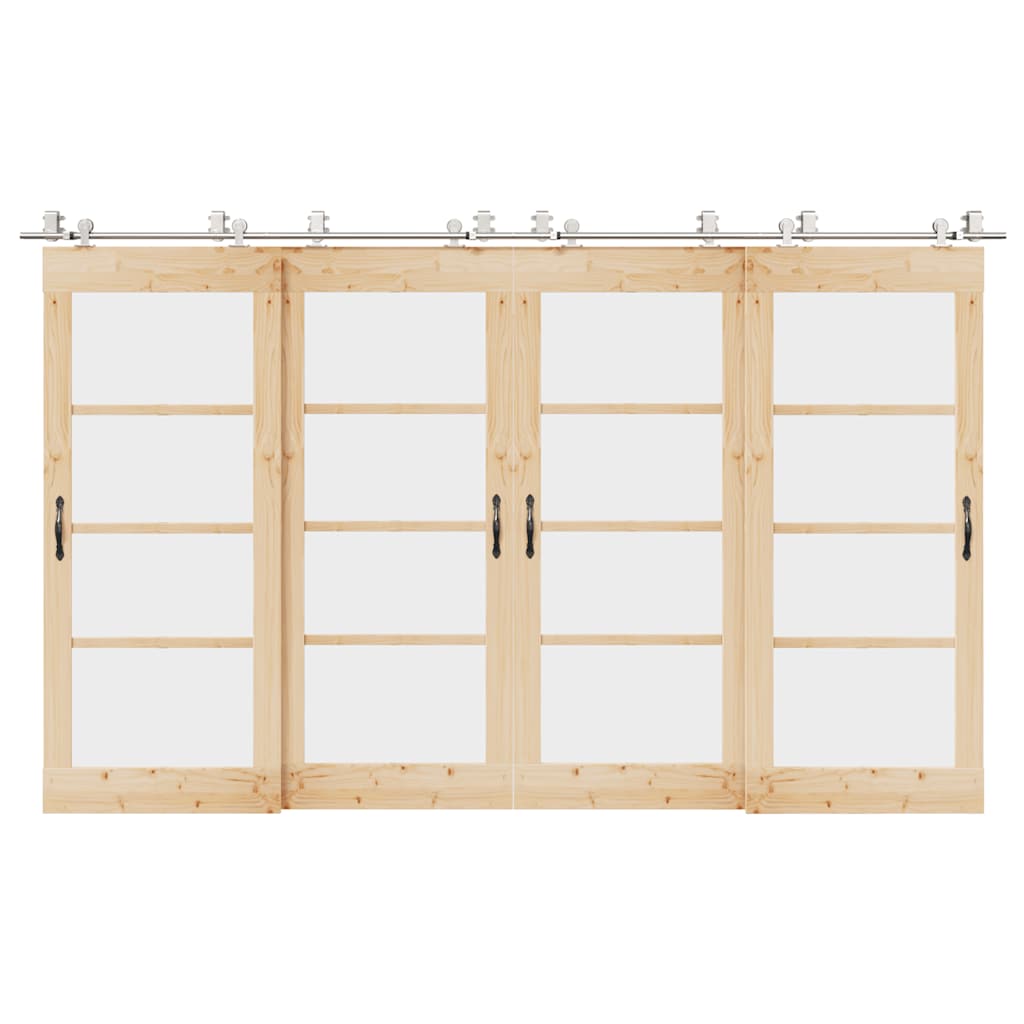 Kit Binari Porta Scorrevole 366 cm Acciaio Inossidabile Argento