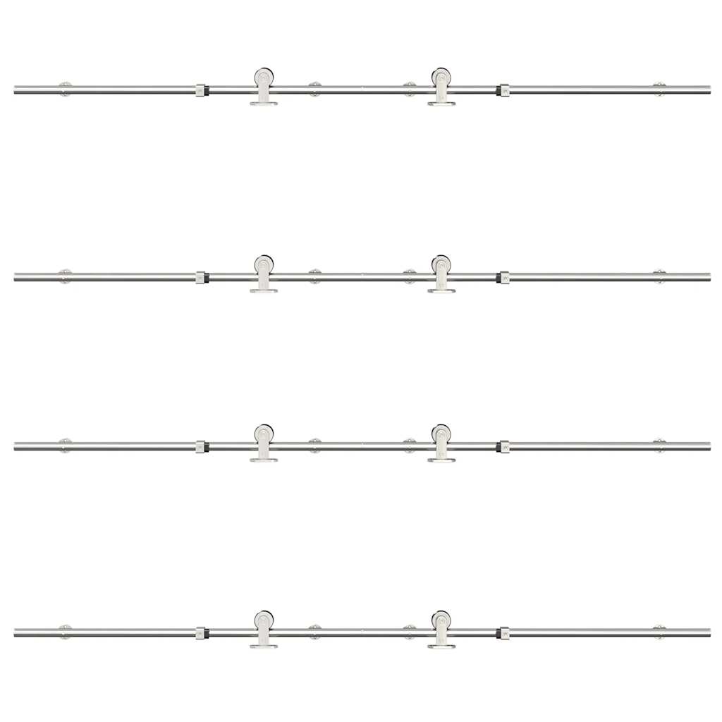 Kit Binari Porta Scorrevole 400 cm Acciaio Inossidabile Argento