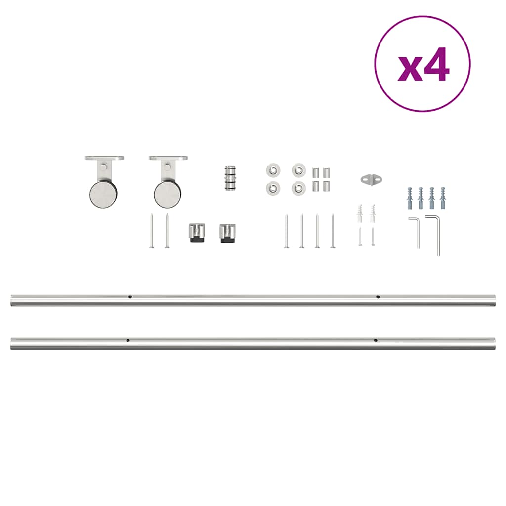 Kit Binari Porta Scorrevole 400 cm Acciaio Inossidabile Argento