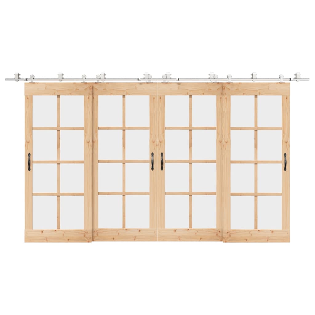 Kit Binari Porta Scorrevole 400 cm Acciaio Inossidabile Argento