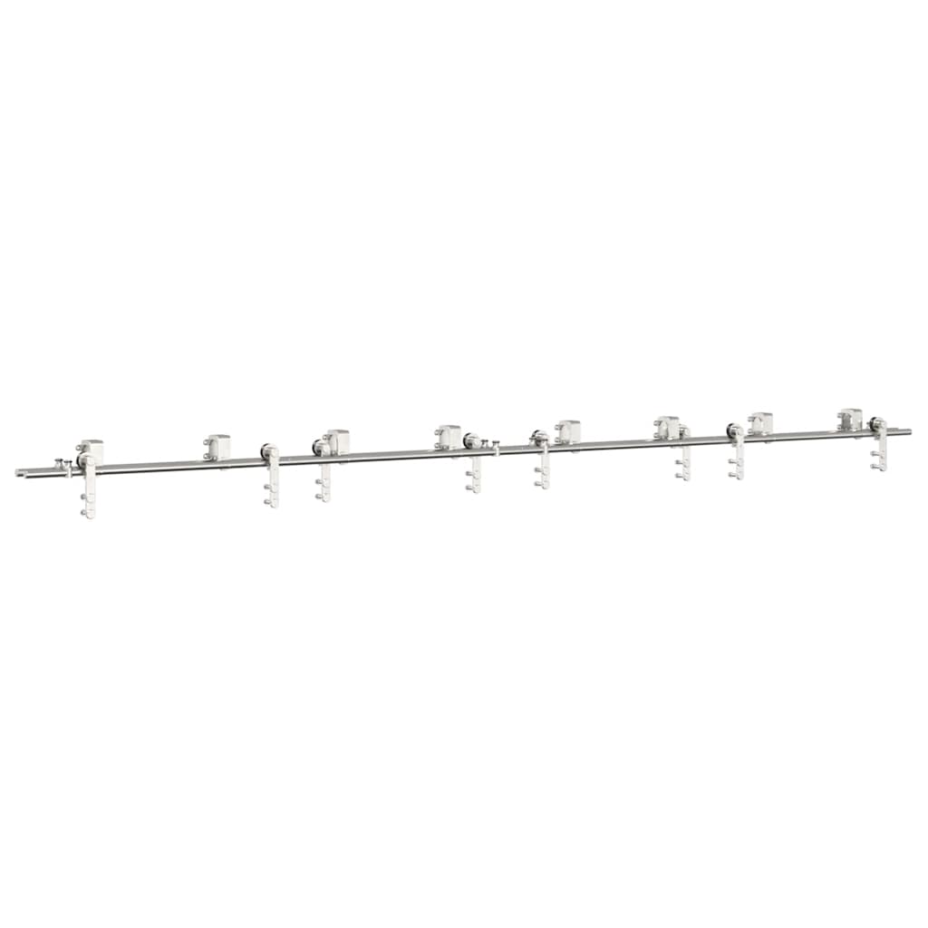 Kit Binari Porta Scorrevole 366 cm Acciaio Inossidabile Argento