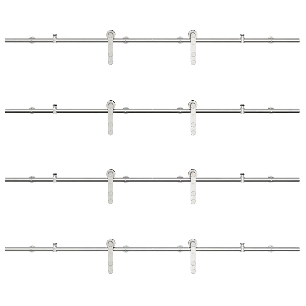 Kit Binari Porta Scorrevole 366 cm Acciaio Inossidabile Argento