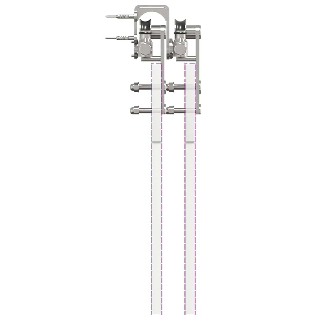 Kit Binari Porta Scorrevole 366 cm Acciaio Inossidabile Argento