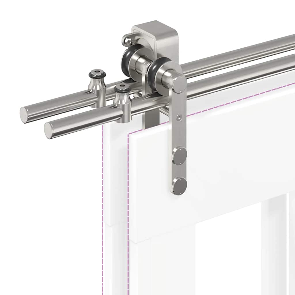 Kit Binari Porta Scorrevole 366 cm Acciaio Inossidabile Argento