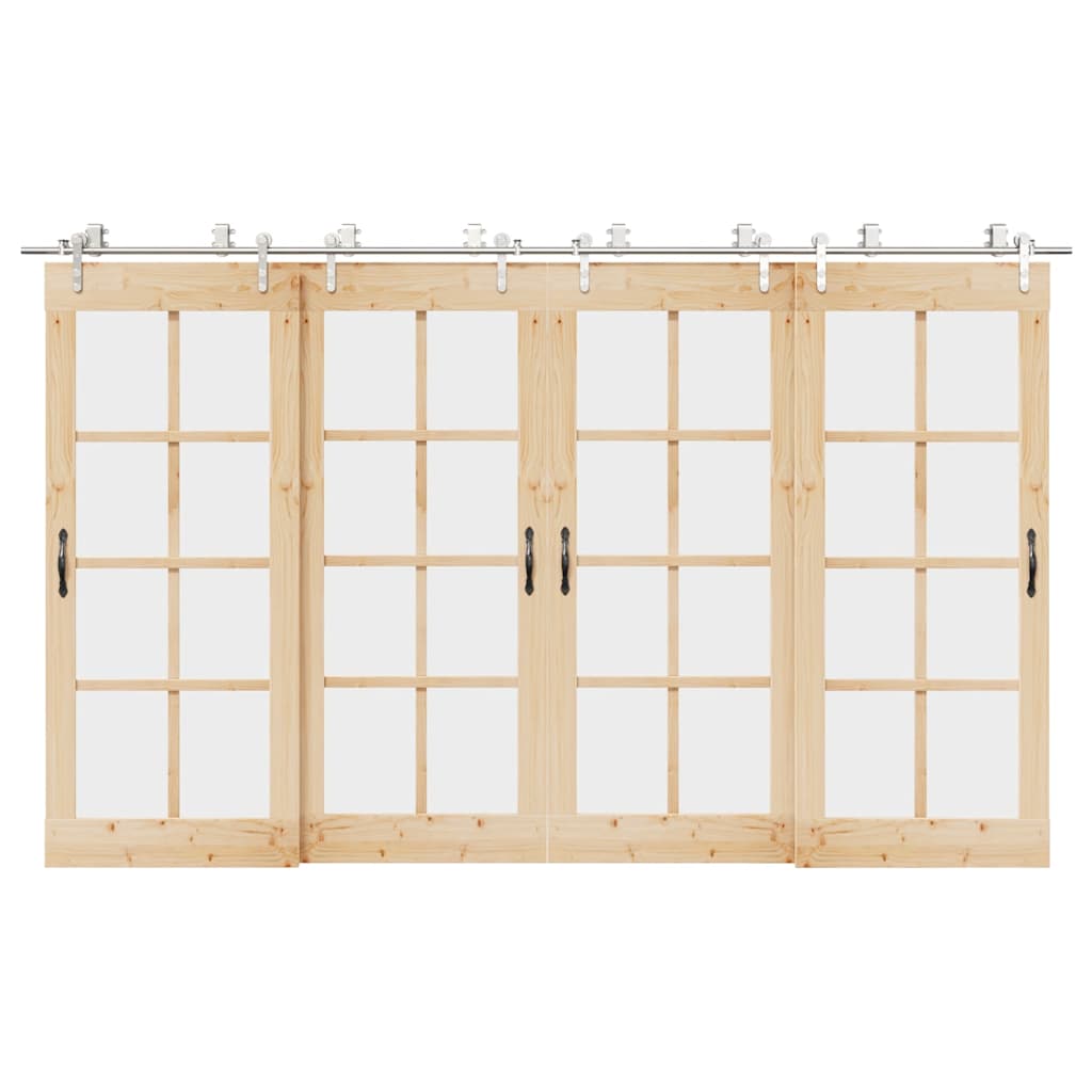 Kit Binari Porta Scorrevole 366 cm Acciaio Inossidabile Argento