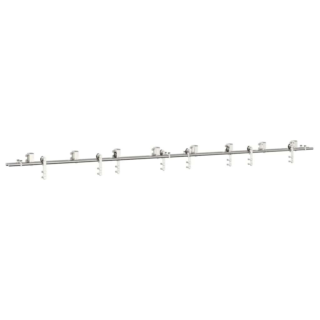 Kit Binari Porta Scorrevole 400 cm Acciaio Inossidabile Argento