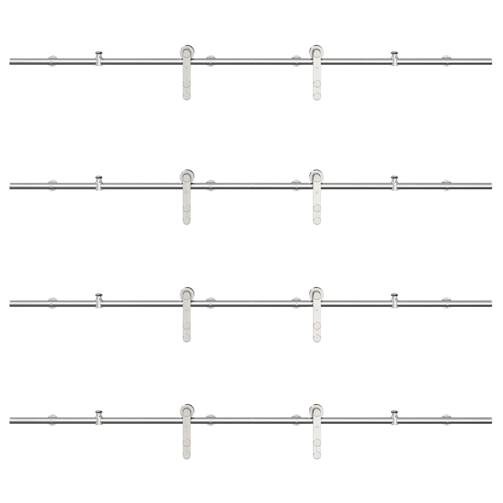 Kit Binari Porta Scorrevole 400 cm Acciaio Inossidabile Argento