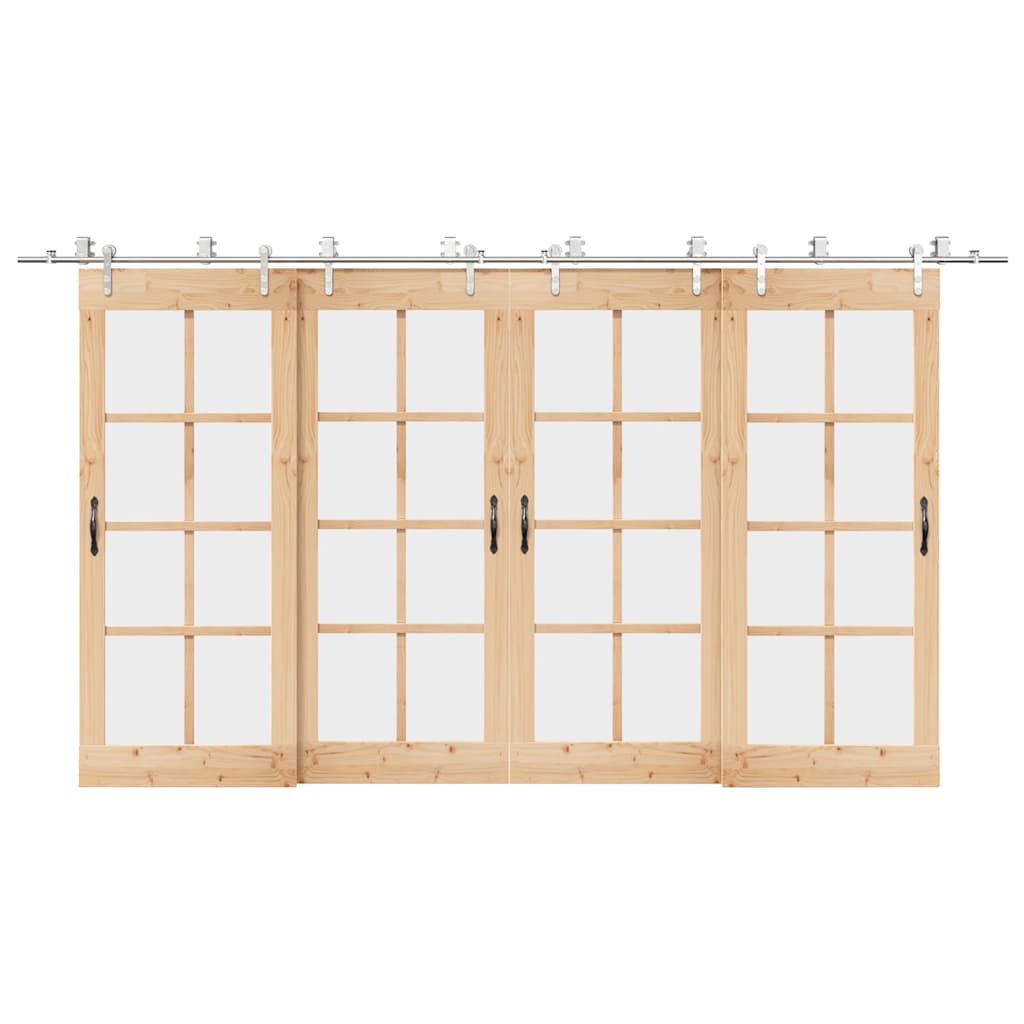 Kit Binari Porta Scorrevole 400 cm Acciaio Inossidabile Argento