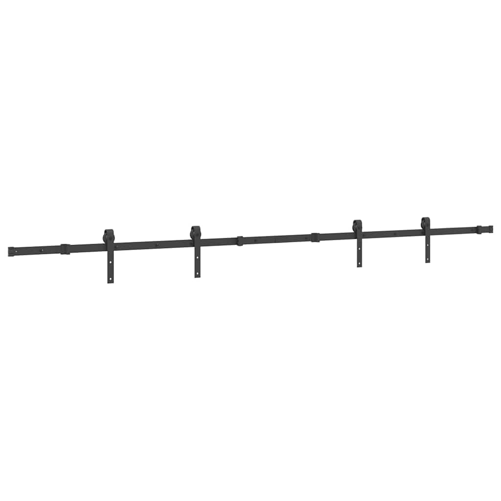 Kit di Binari per Porte Scorrevoli 305 cm Acciaio Nero
