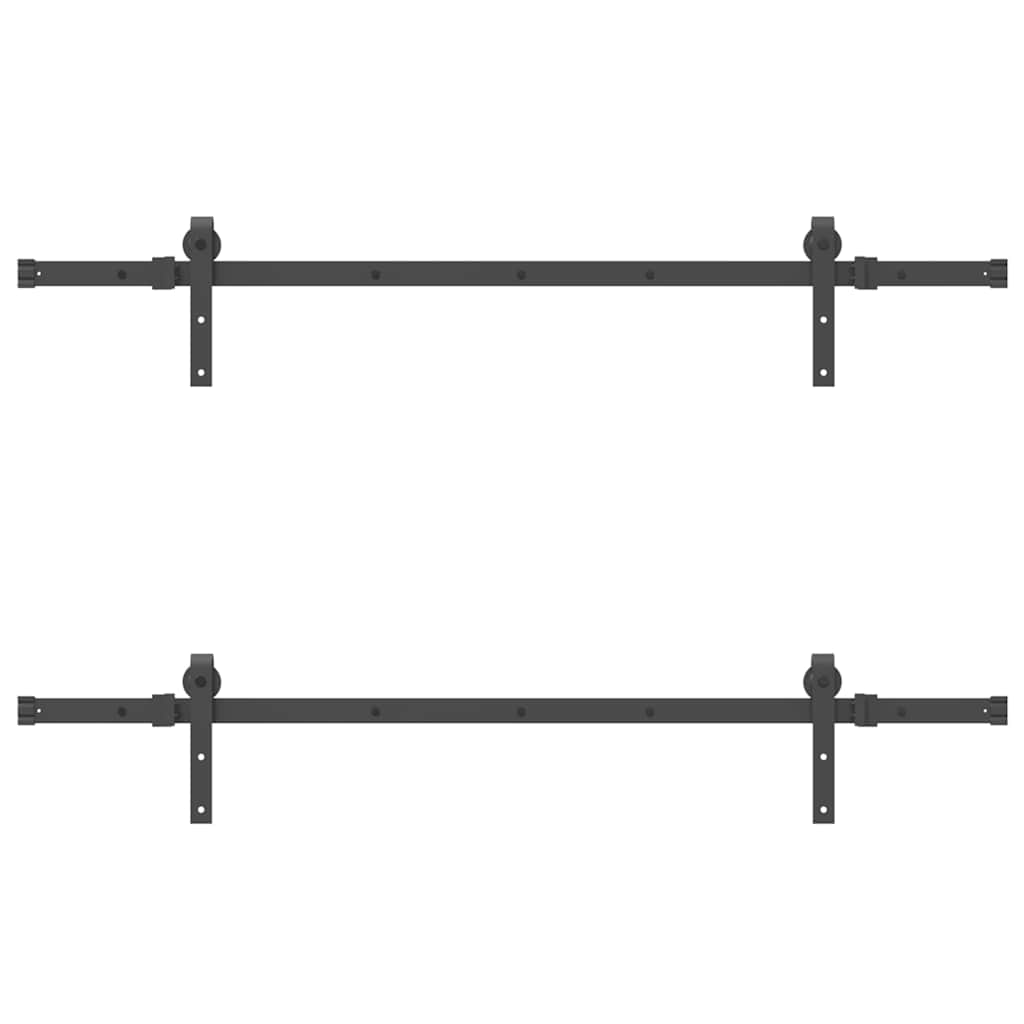 Kit di Binari per Porte Scorrevoli 305 cm Acciaio Nero
