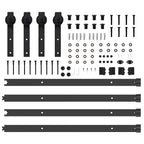 Kit di Binari per Porte Scorrevoli 305 cm Acciaio Nero