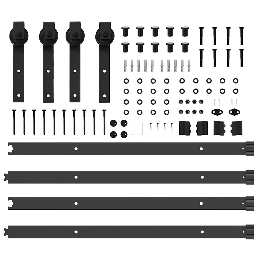 Kit di Binari per Porte Scorrevoli 305 cm Acciaio Nero