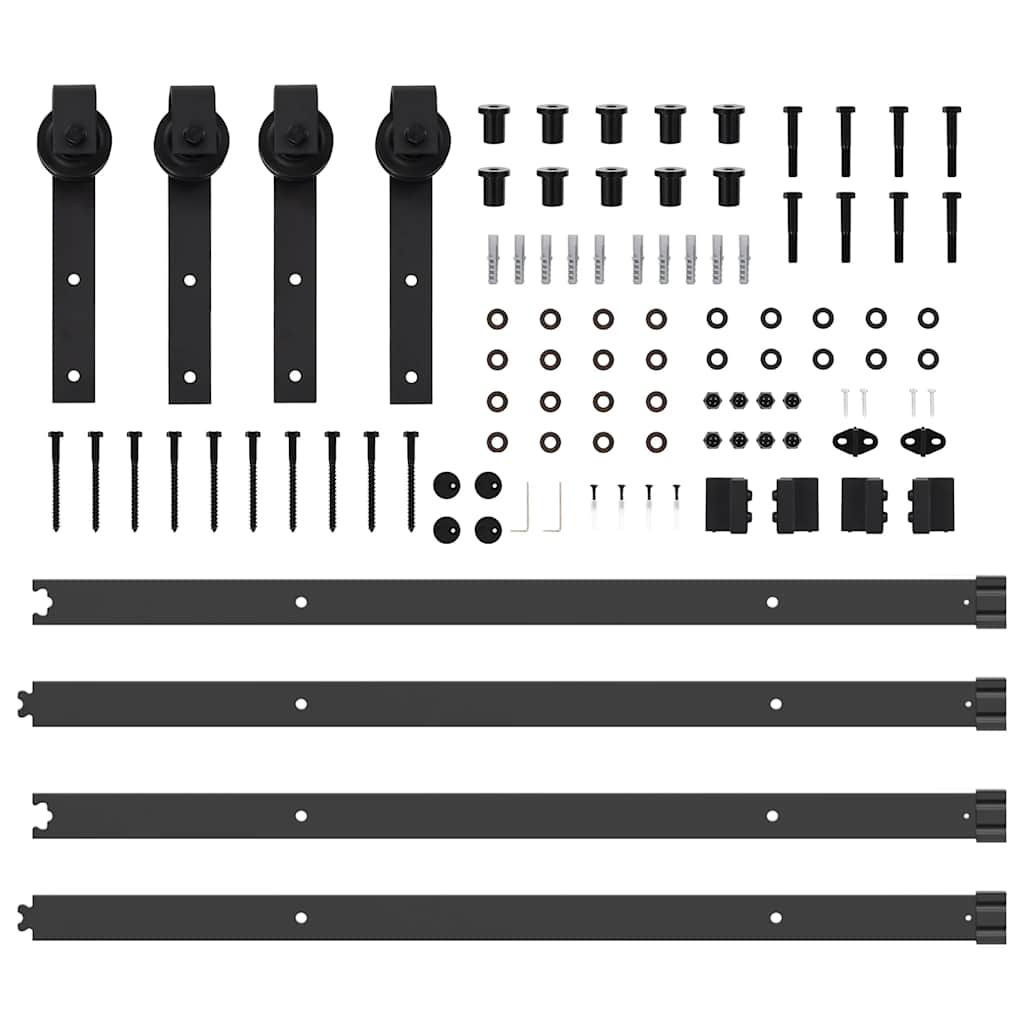Kit di Binari per Porte Scorrevoli 427 cm Acciaio Nero