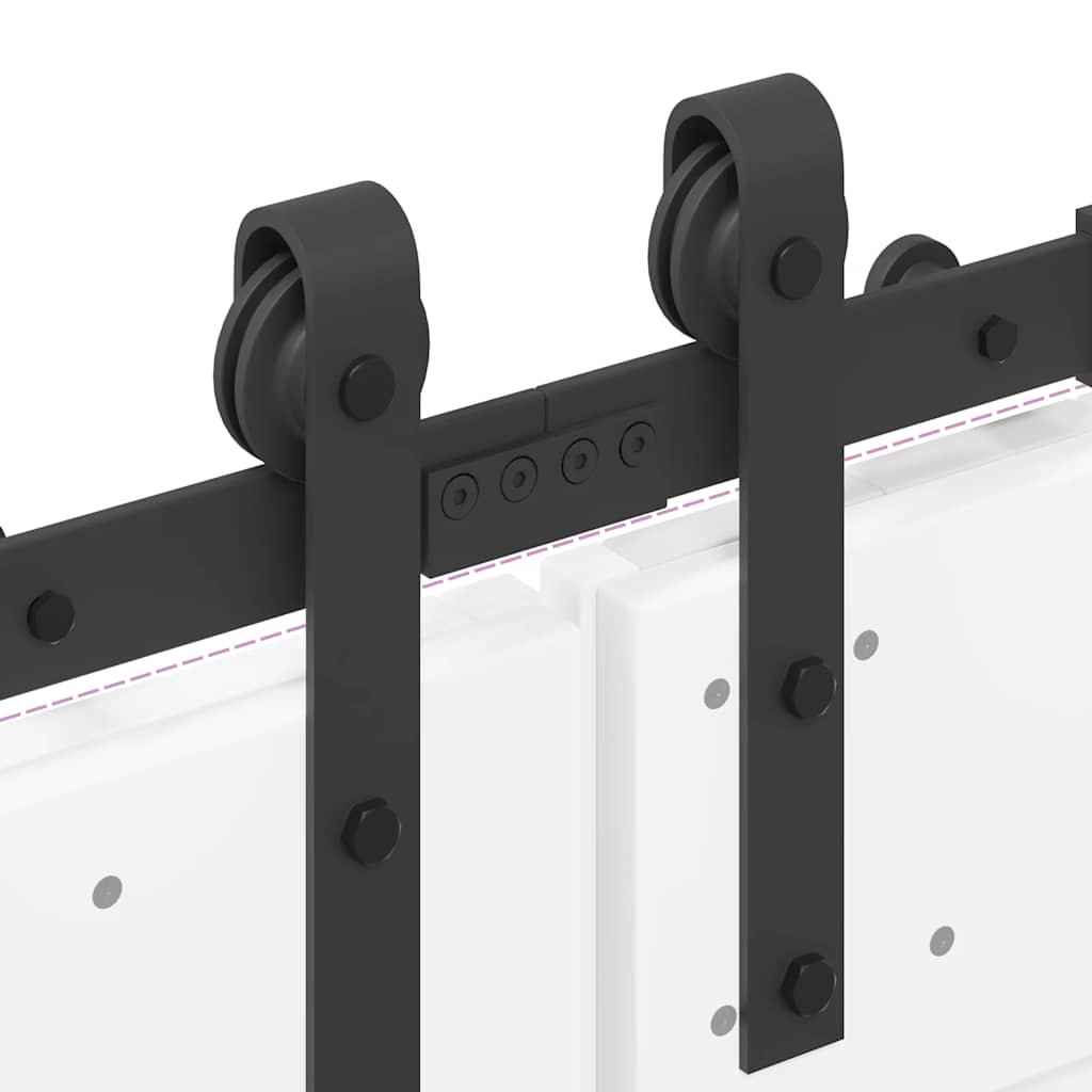 Kit di Binari per Porte Scorrevoli 427 cm Acciaio Nero